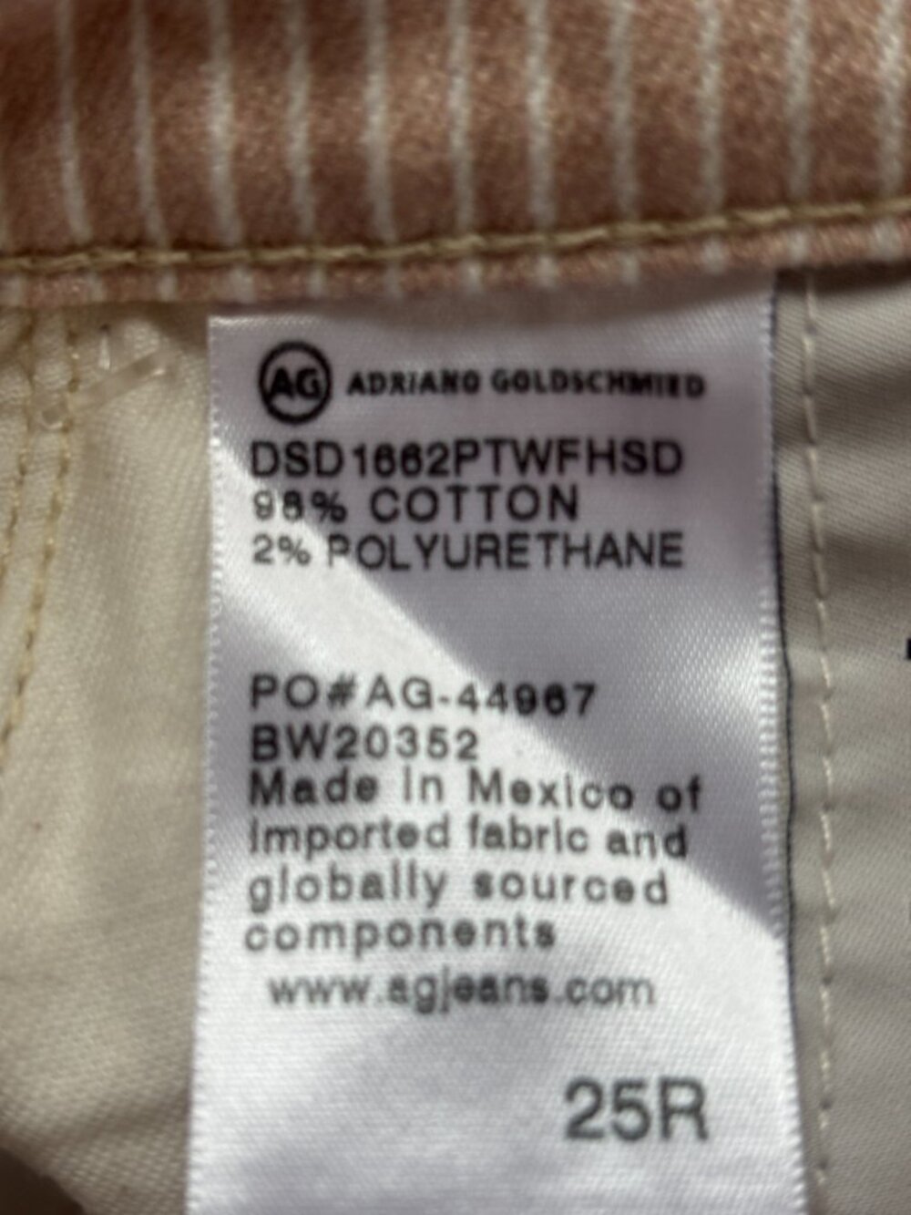 AG Adriano Goldschmied NWT Pink Stripe Jodi Crop Jeans Size 25 NWT - Picture 7 of 7